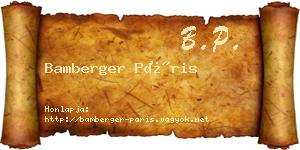 Bamberger Páris névjegykártya